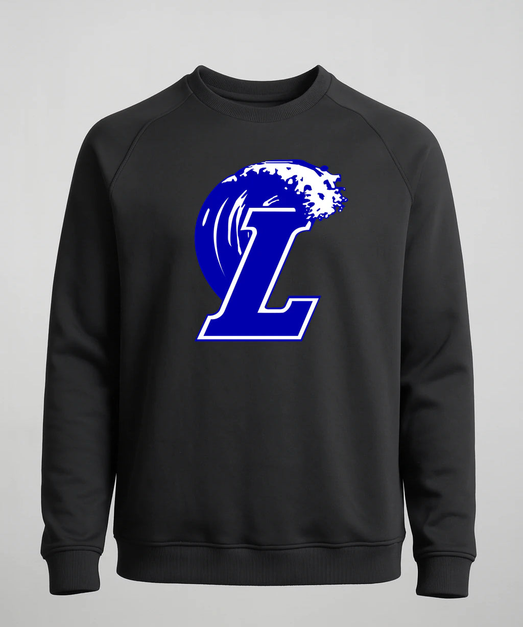 Lakeview Football - Black Crewneck - Left Chest