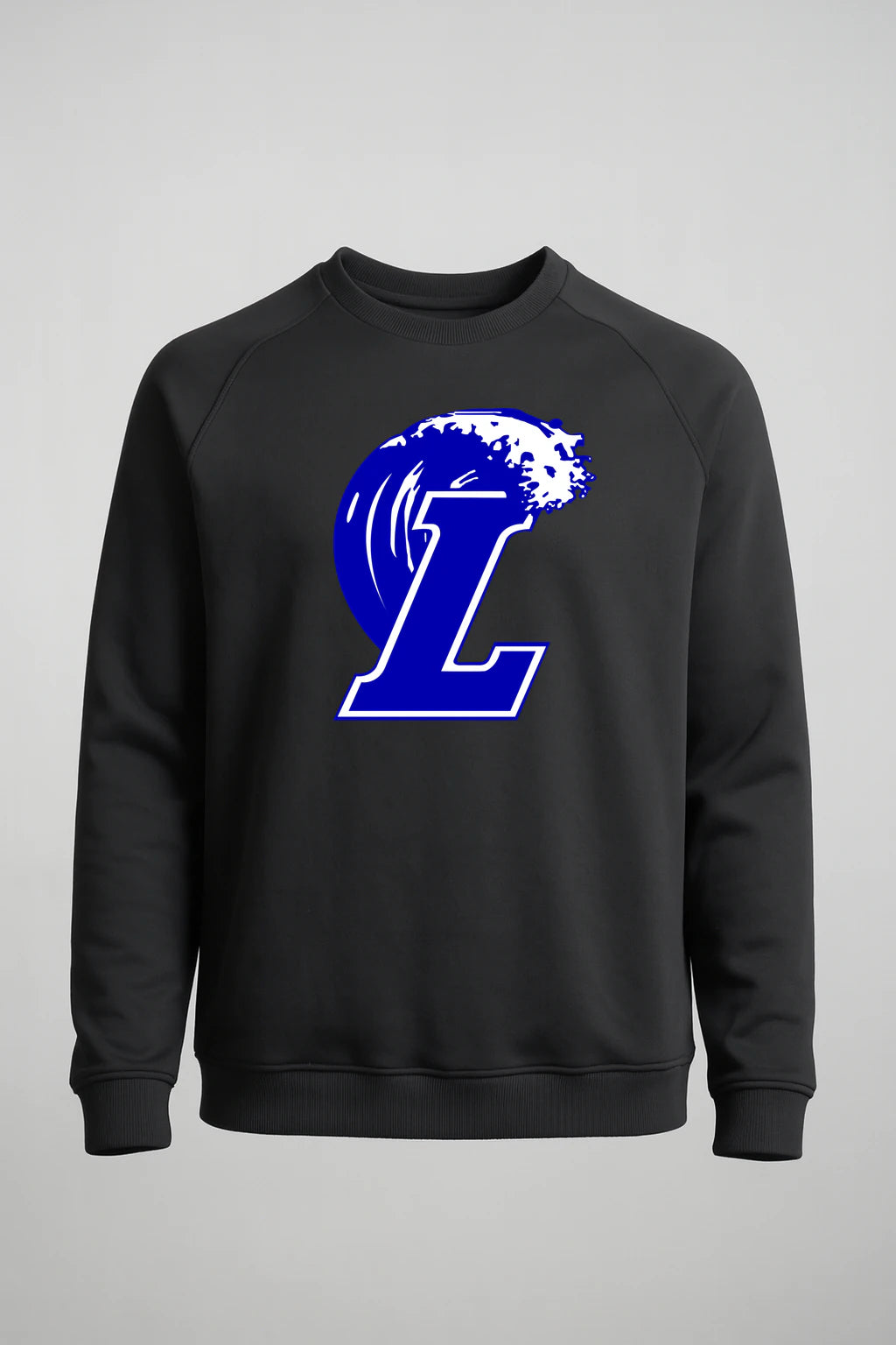 Lakeview Football - Black Crewneck - Left Chest