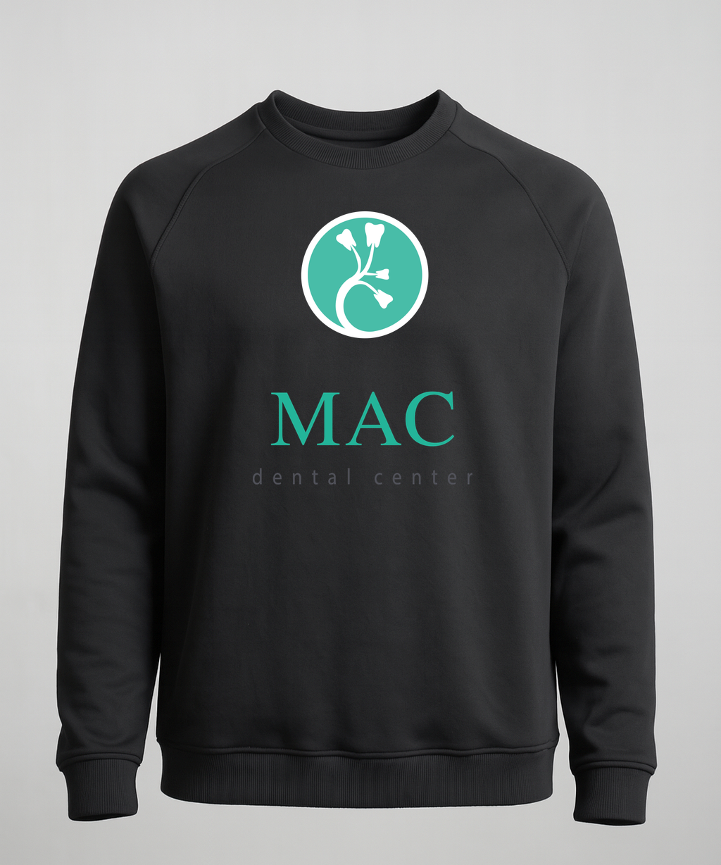 Mac Dental Football - Black Crewneck - Left Chest