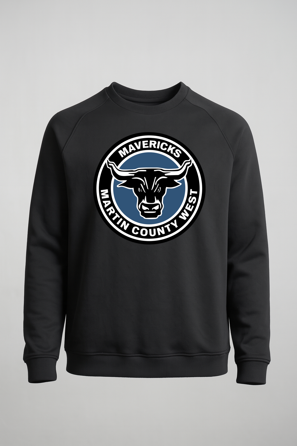 Martin County West Football - Black Crewneck - Left Chest