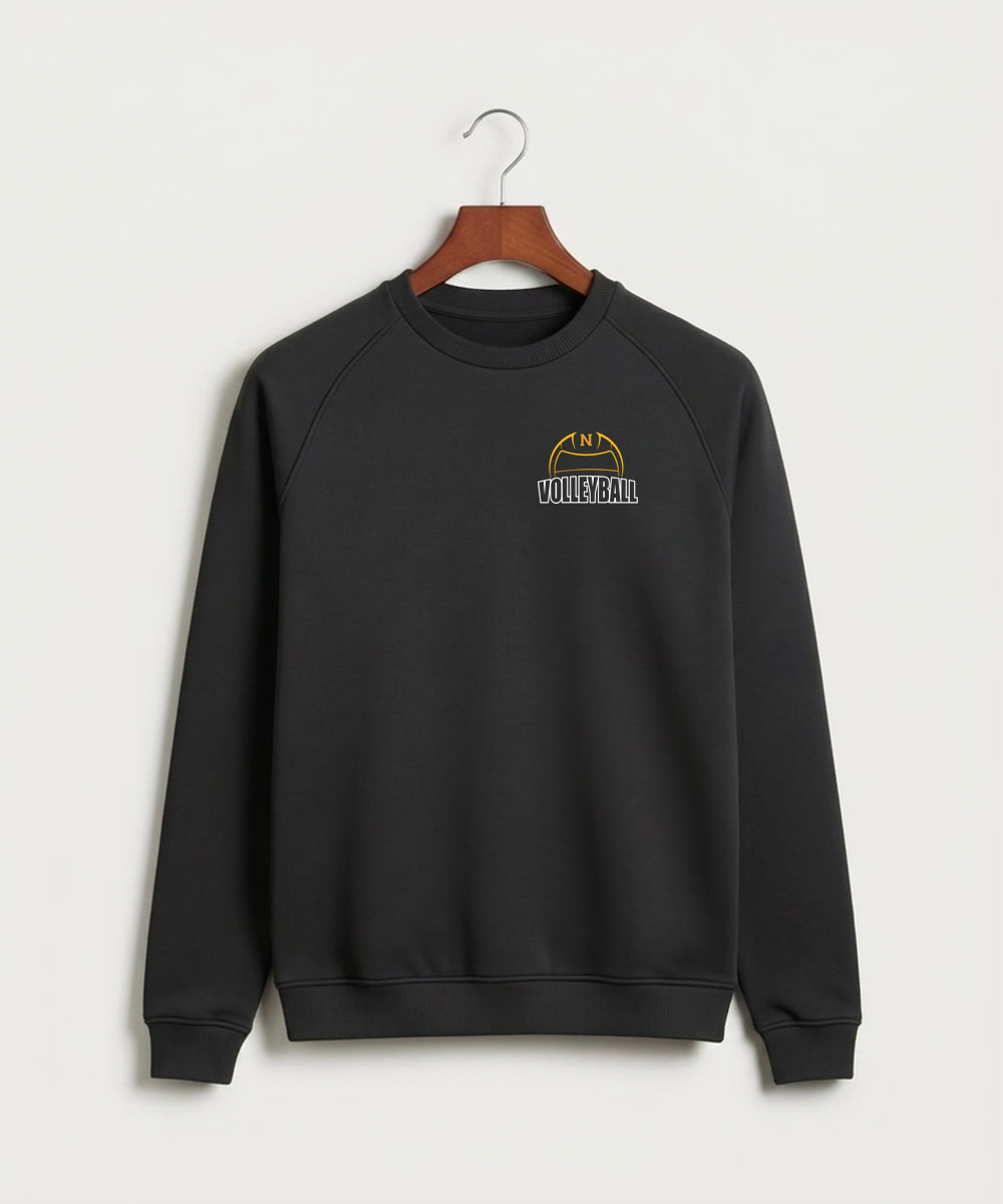 Nevis High School Volleyball (Girls) - Black Crewneck - Left Chest