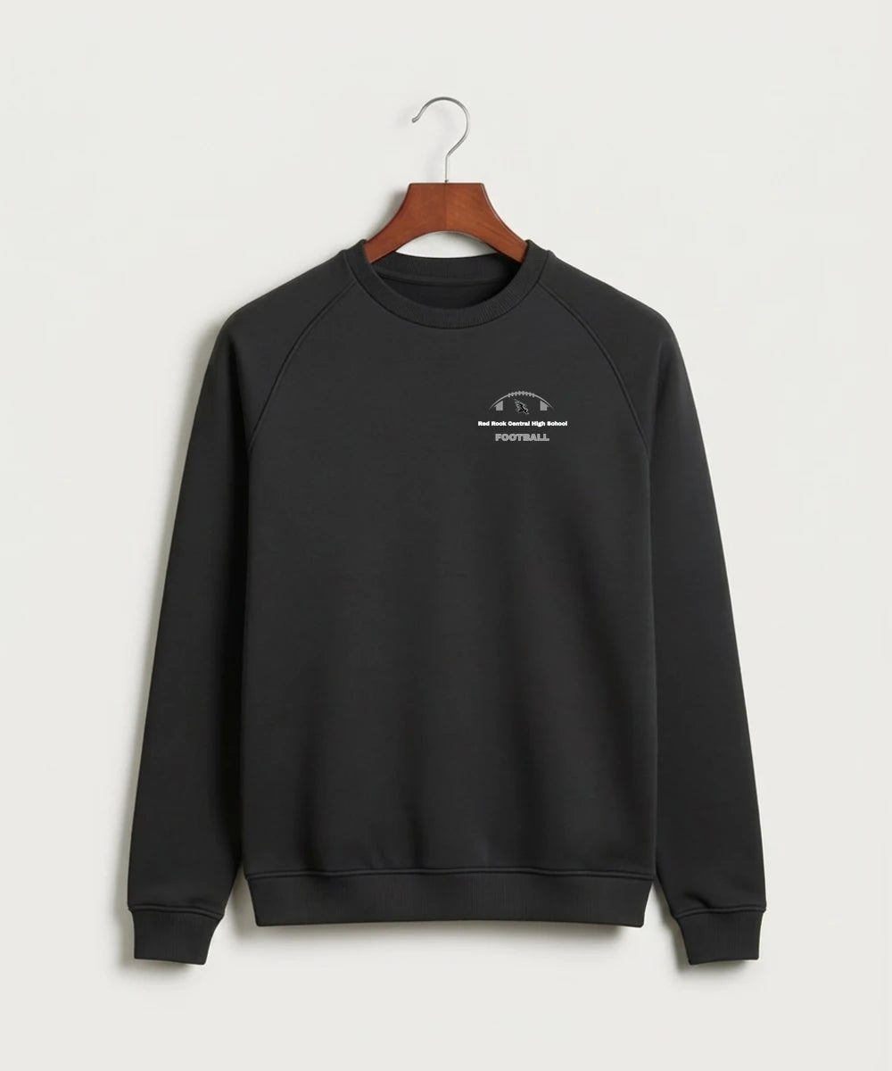 Red Rock Central High School Football (Boys) - Black Crewneck - Left Chest