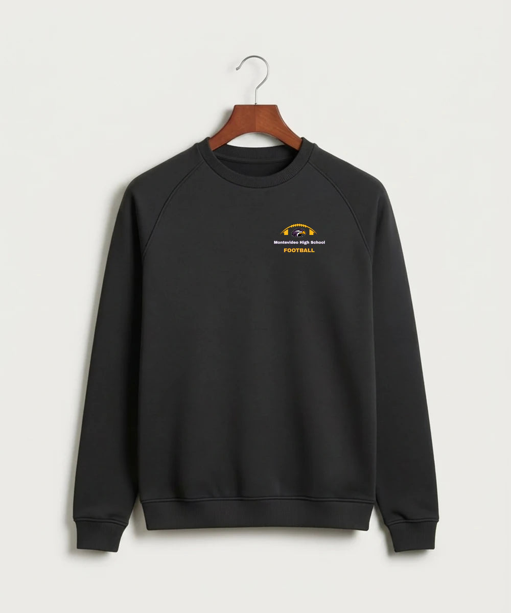 Montevideo High School Football (Boys) - Black Crewneck - Left Chest