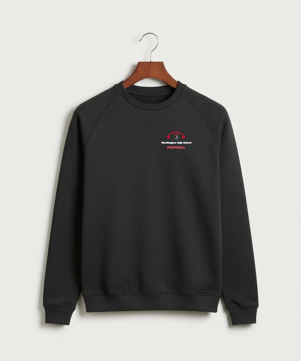 Worthington High School Football (Boys) - Black Crewneck - Left Chest