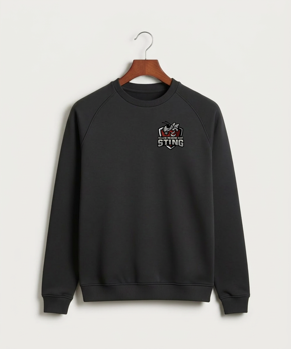 Yellow Medicine East High School Football (Boys) - Black Crewneck - Left Chest