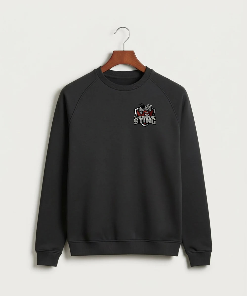 Yellow Medicine East High School Football (Boys) - Black Crewneck - Left Chest