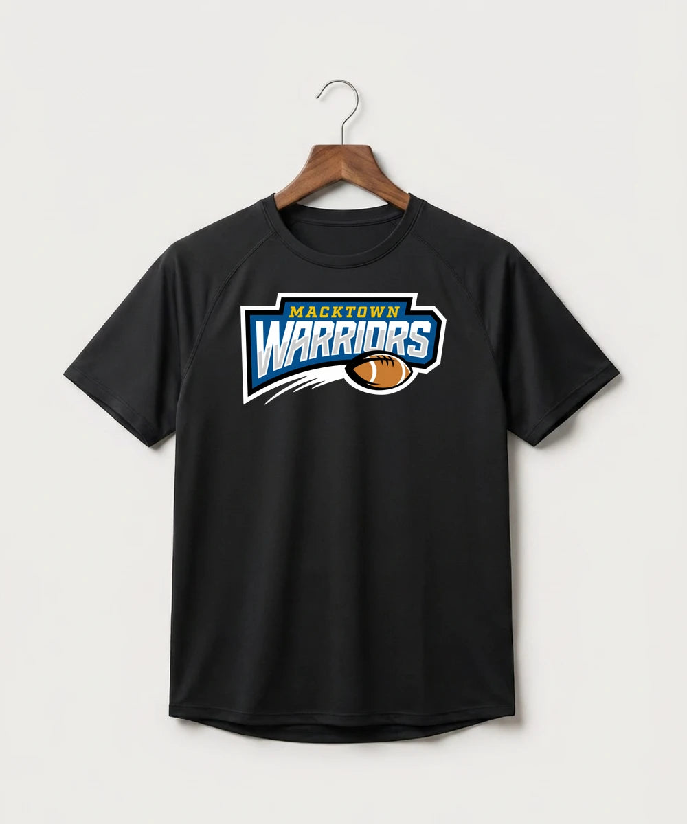 Macktown Warriors Football (Boys) - Black Tee - Full Front