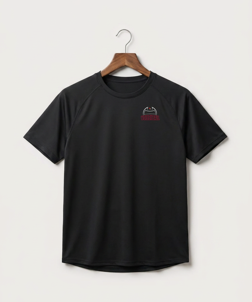 Ely Memorial High School Volleyball (Girls) - Black Tee - Left Chest