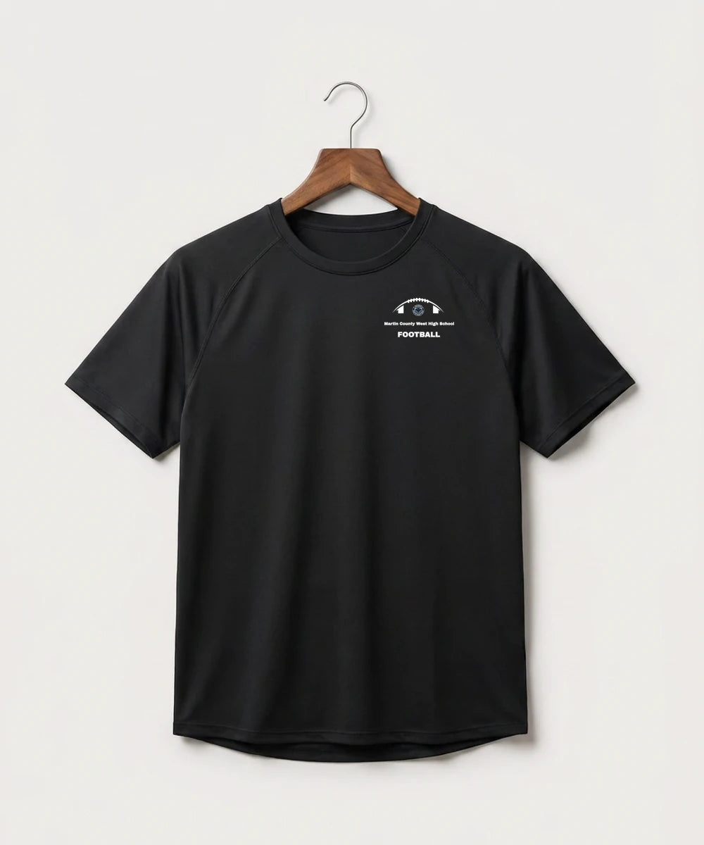 Martin County West High School Football (Boys) - Black Tee - Left Chest