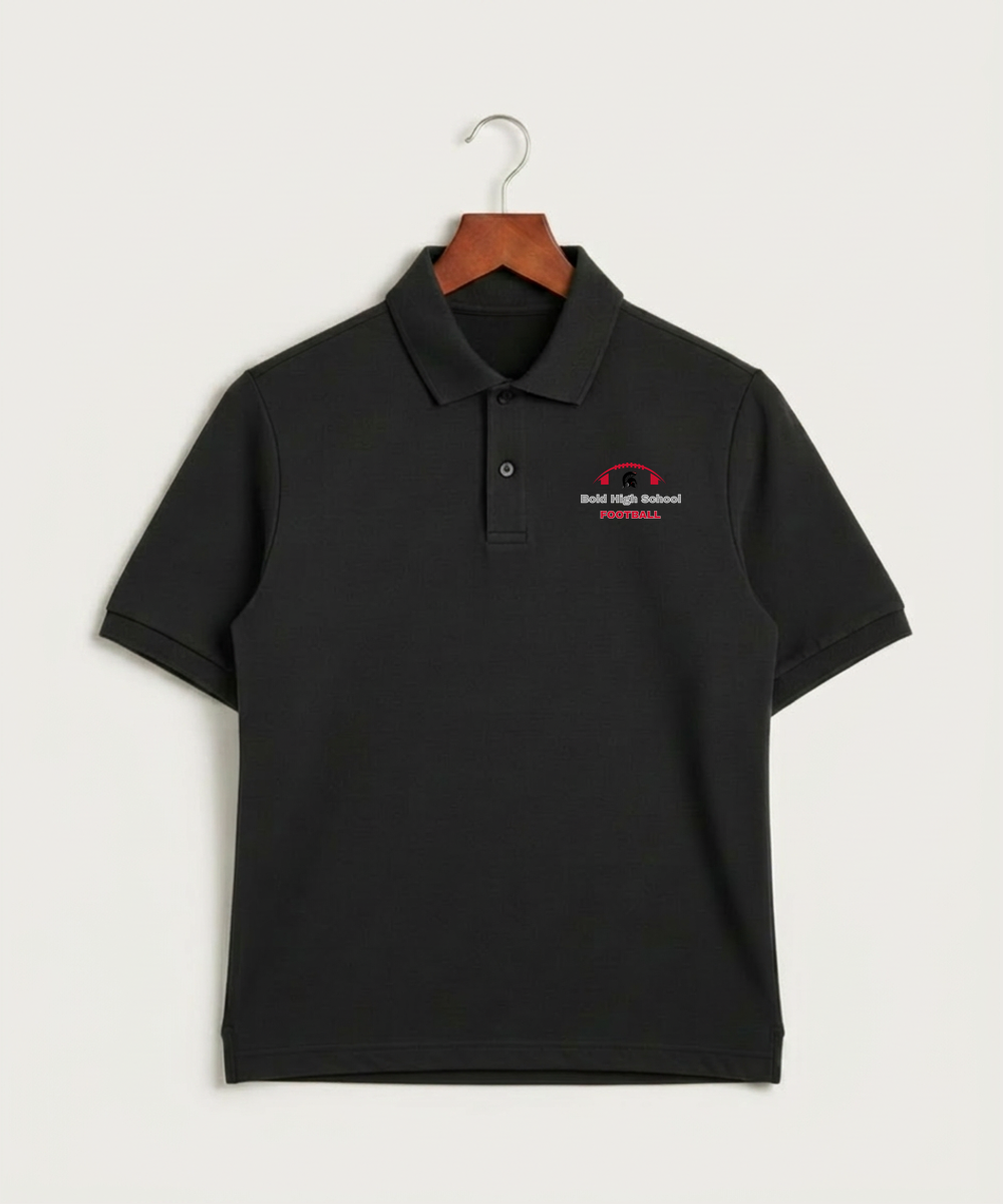 Bold High School Football (Boys) - Black Polo - Left Chest