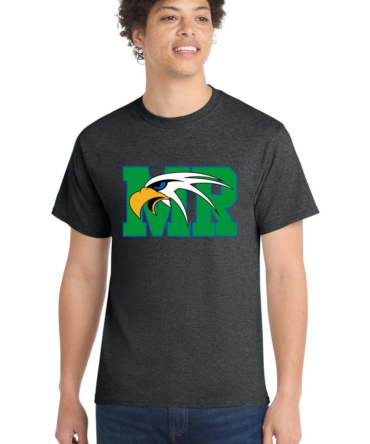 Maple River High School hockey_boys - Black Heather Port & Co Core Cotton Tee. PC54