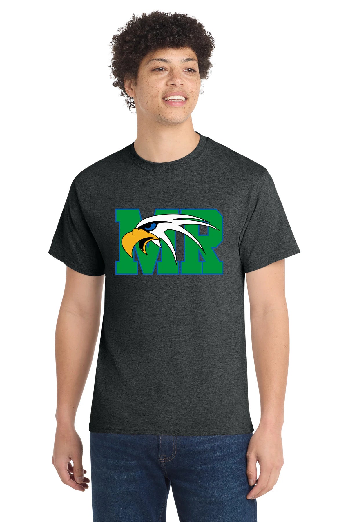 Maple River High School hockey_boys - Black Heather Port & Co Core Cotton Tee. PC54
