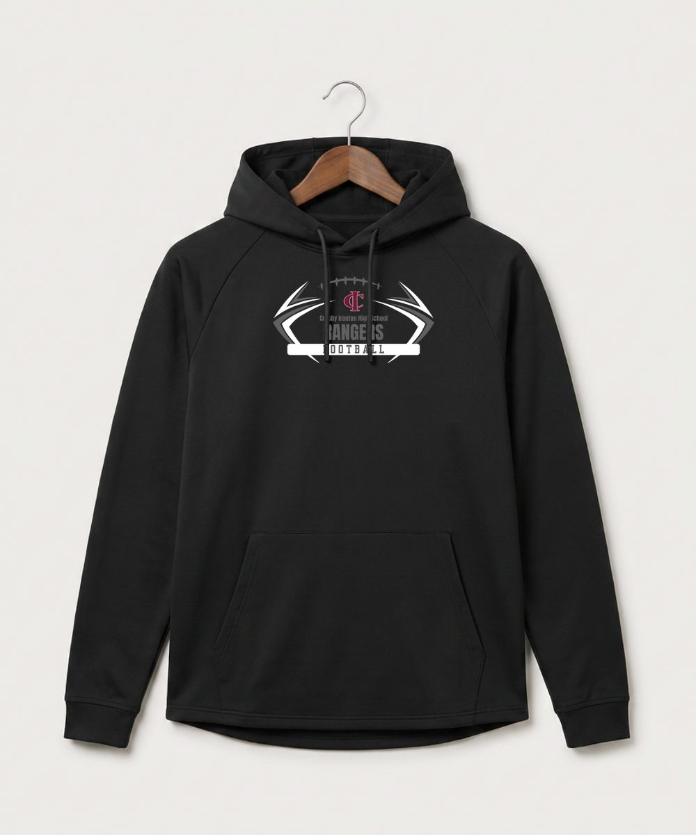 Crosby Ironton High School Football (Boys) - Black Hoodie - Full Front