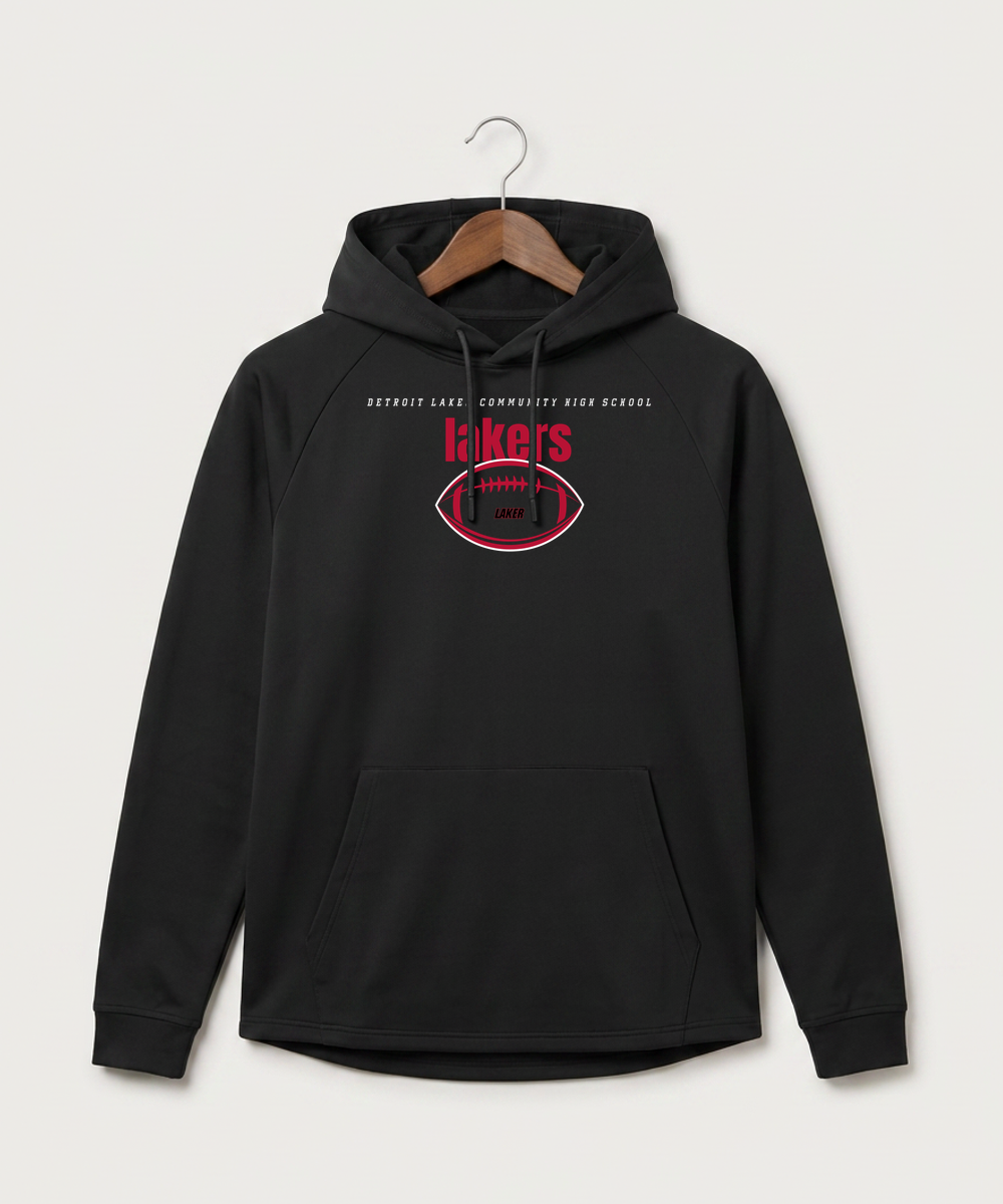 Detroit Lakes Community High School Football (Boys) - Black Hoodie - Full Front