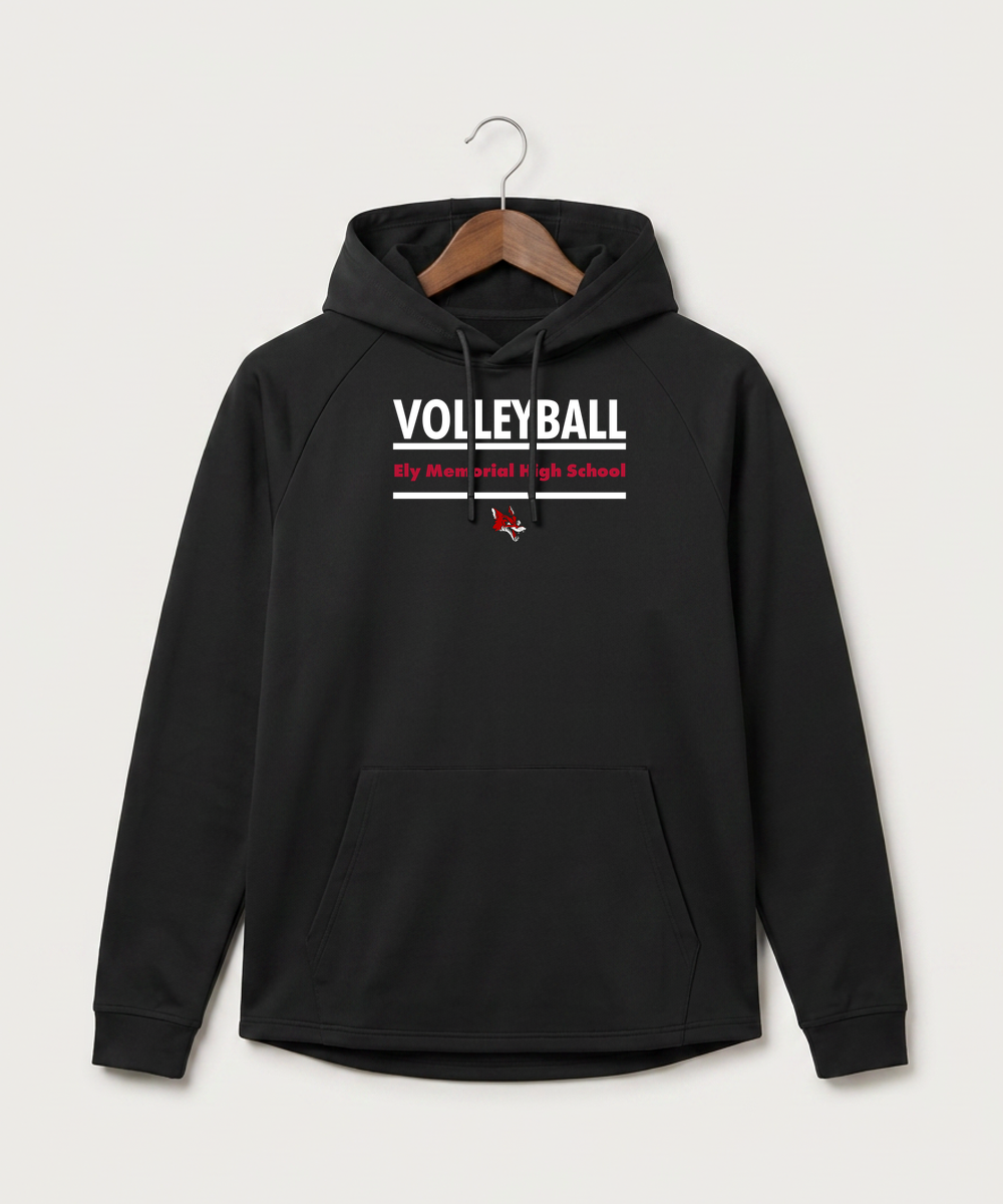 Ely Memorial High School Volleyball (Girls) - Black Hoodie - Full Front