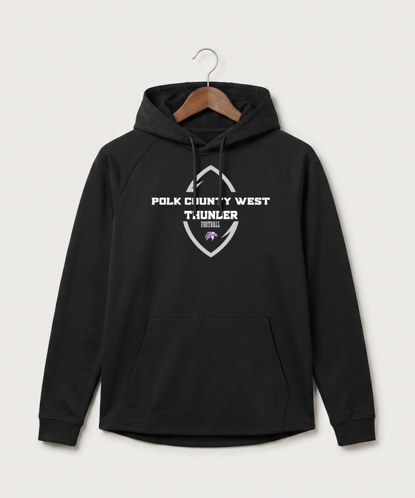 Polk County West Football (Boys) - Black Hoodie - Full Front