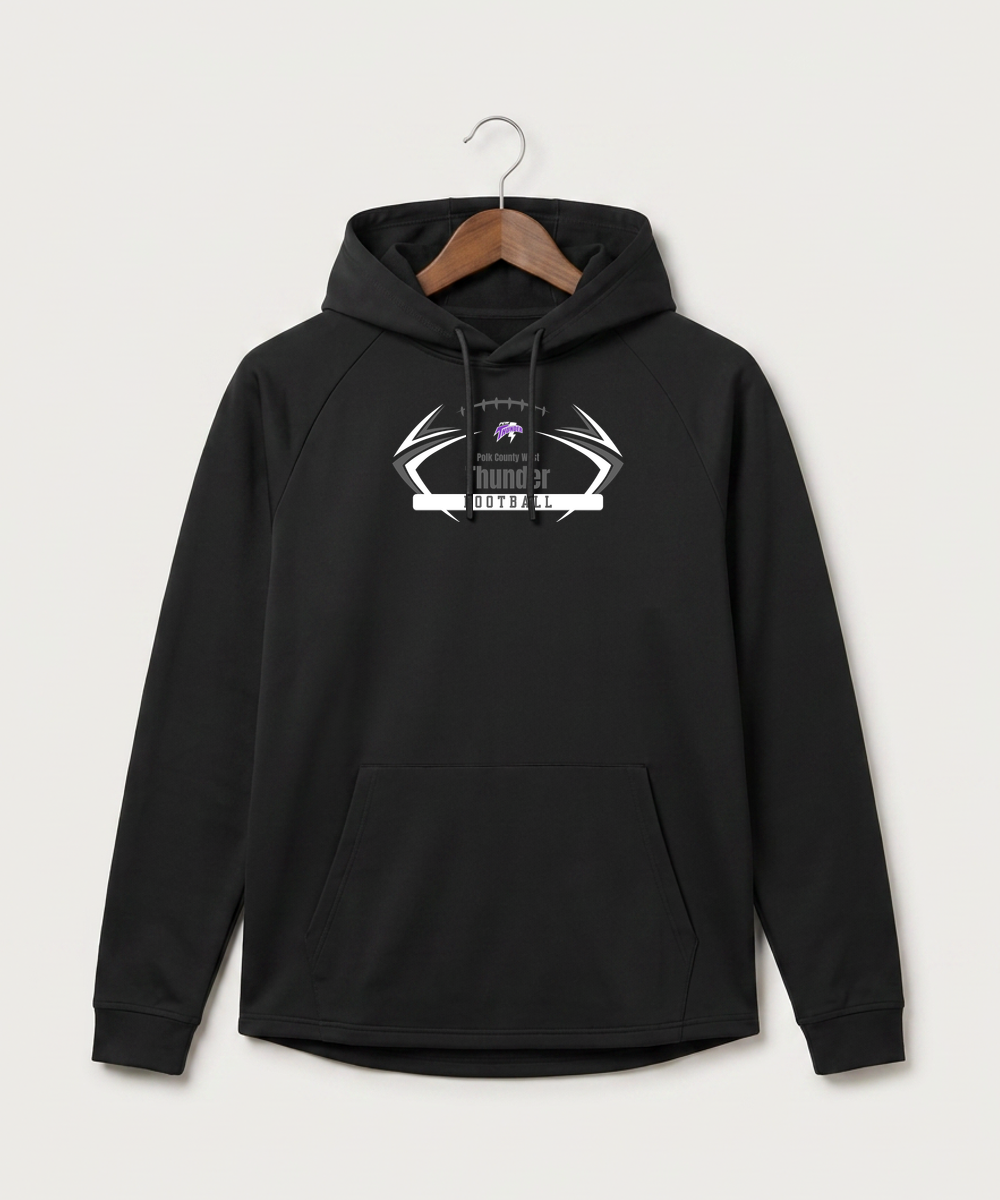 Polk County West Football (Boys) - Black Hoodie - Full Front