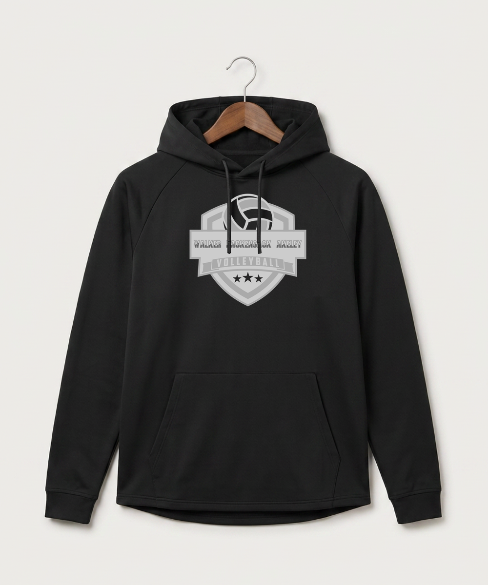 Walker Hackensack Akeley Volleyball (Girls) - Black Hoodie - Full Front