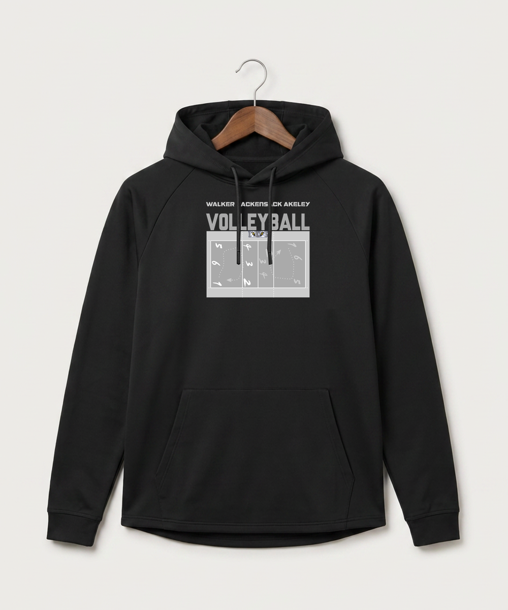 Walker Hackensack Akeley Volleyball (Girls) - Black Hoodie - Full Front