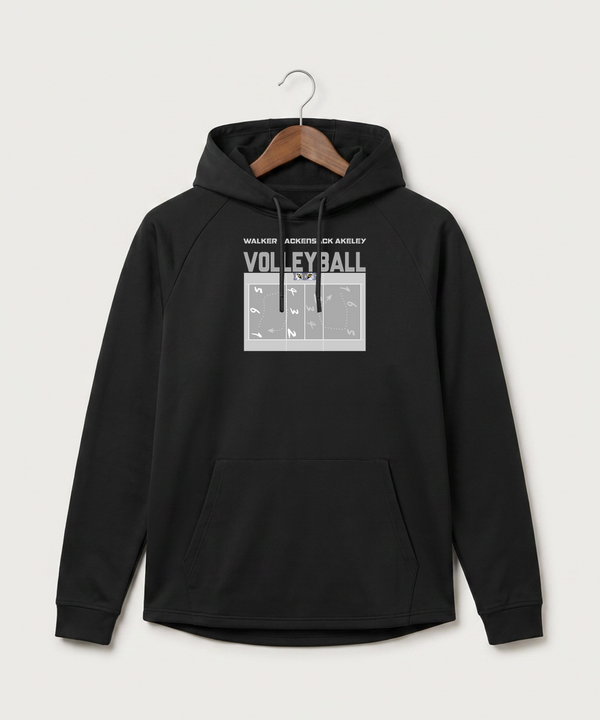Walker Hackensack Akeley Volleyball (Girls) - Black Hoodie - Full Front