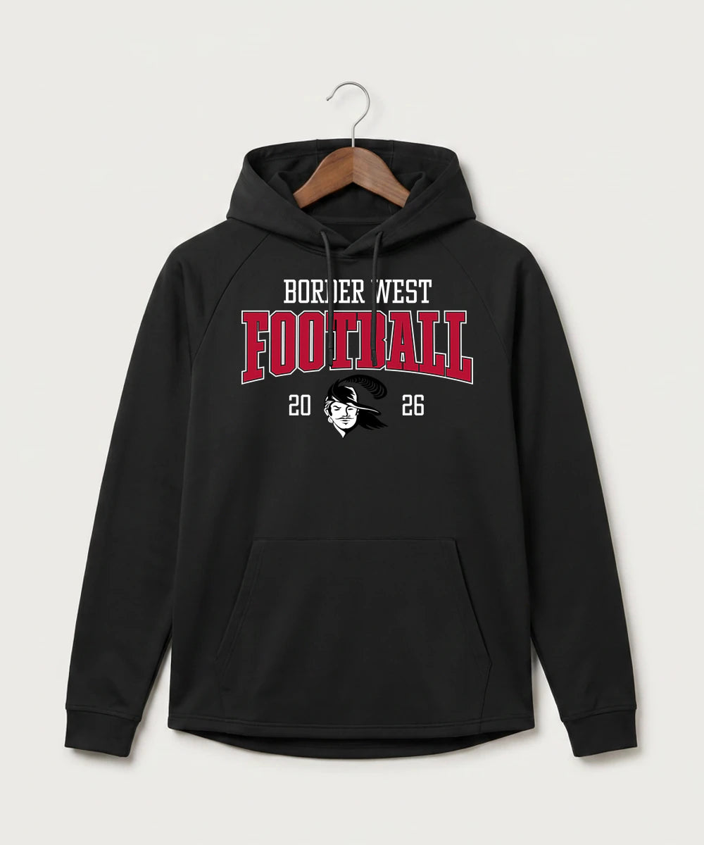 Border West Football (Boys) - Black Hoodie - Full Front