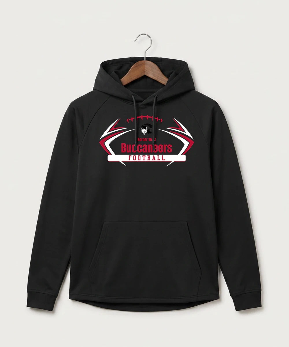 Border West Football (Boys) - Black Hoodie - Full Front