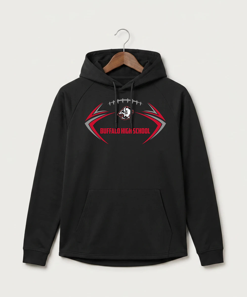Buffalo High School Football (Boys) - Black Hoodie - Full Front