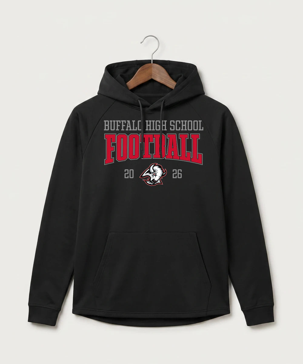 Buffalo High School Football (Boys) - Black Hoodie - Full Front
