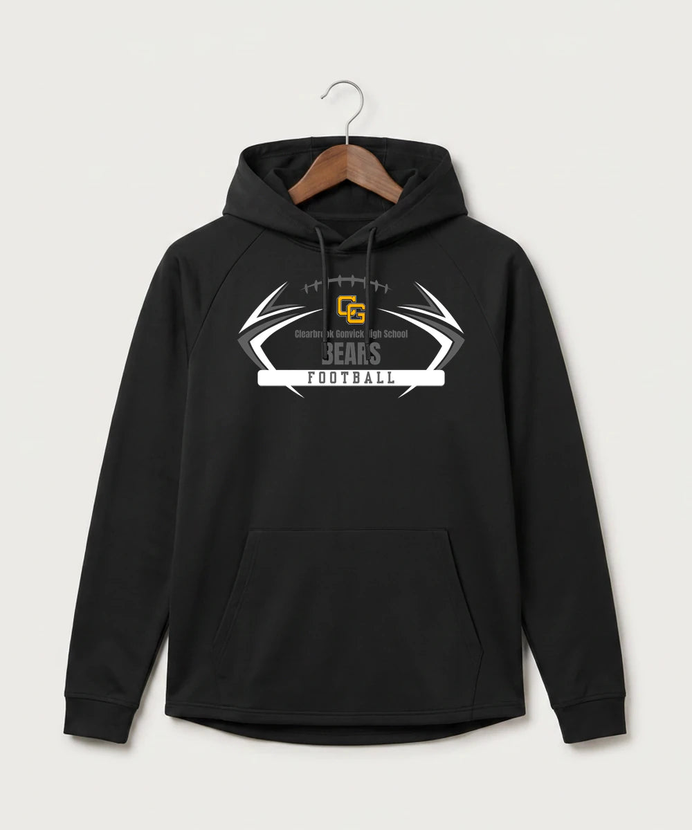 Clearbrook Gonvick High School Football (Boys) - Black Hoodie - Full Front