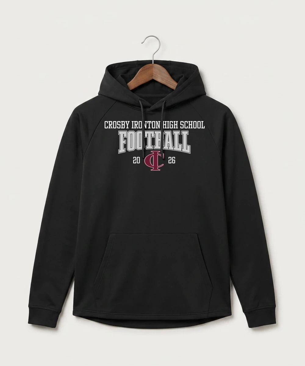 Crosby Ironton High School Football (Boys) - Black Hoodie - Full Front