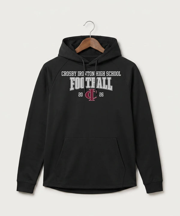 Crosby Ironton High School Football (Boys) - Black Hoodie - Full Front