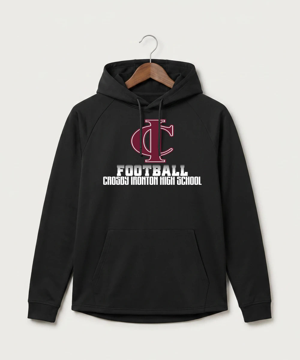 Crosby Ironton High School Football (Boys) - Black Hoodie - Full Front
