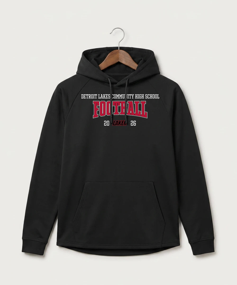 Detroit Lakes Community High School Football (Boys) - Black Hoodie - Full Front