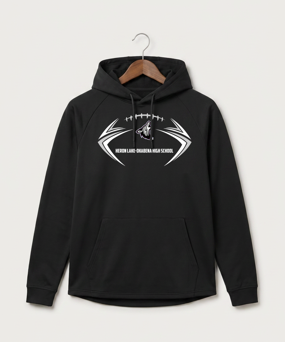 Heron Lake-Okabena High School Football (Boys) - Black Hoodie - Full Front