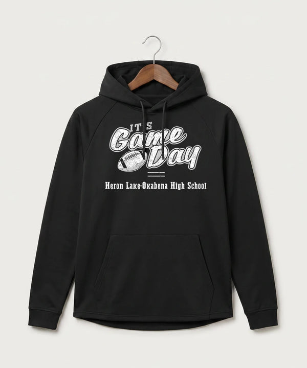 Heron Lake-Okabena High School Football (Boys) - Black Hoodie - Full Front