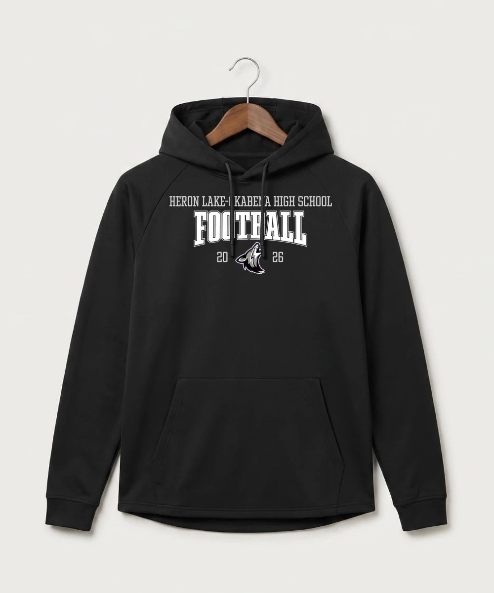 Heron Lake-Okabena High School Football (Boys) - Black Hoodie - Full Front