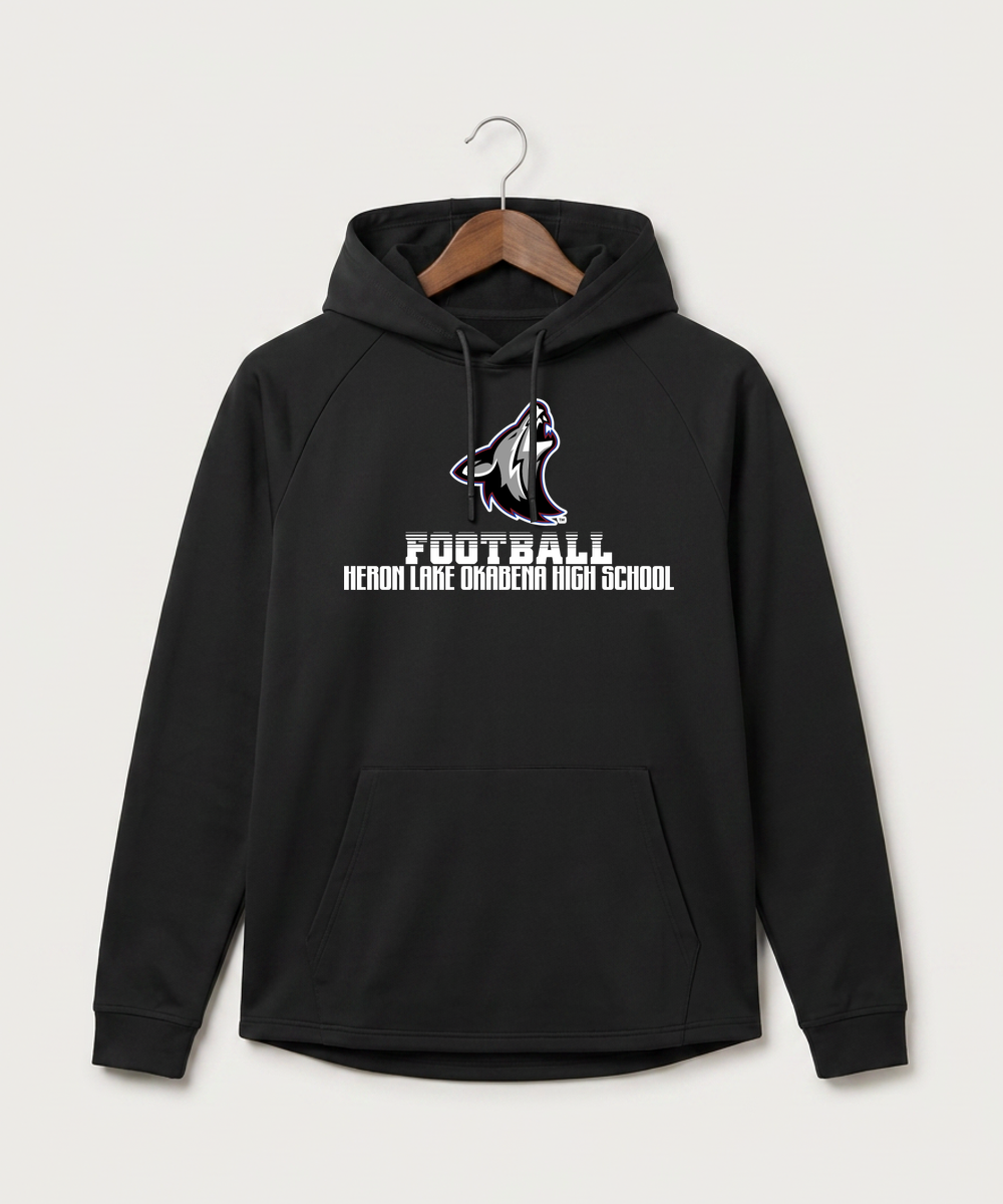 Heron Lake-Okabena High School Football (Boys) - Black Hoodie - Full Front