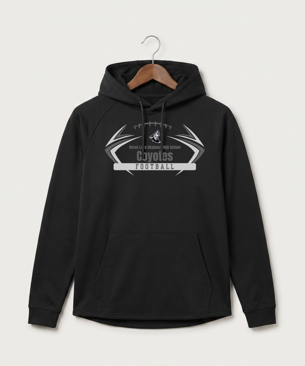 Heron Lake-Okabena High School Football (Boys) - Black Hoodie - Full Front
