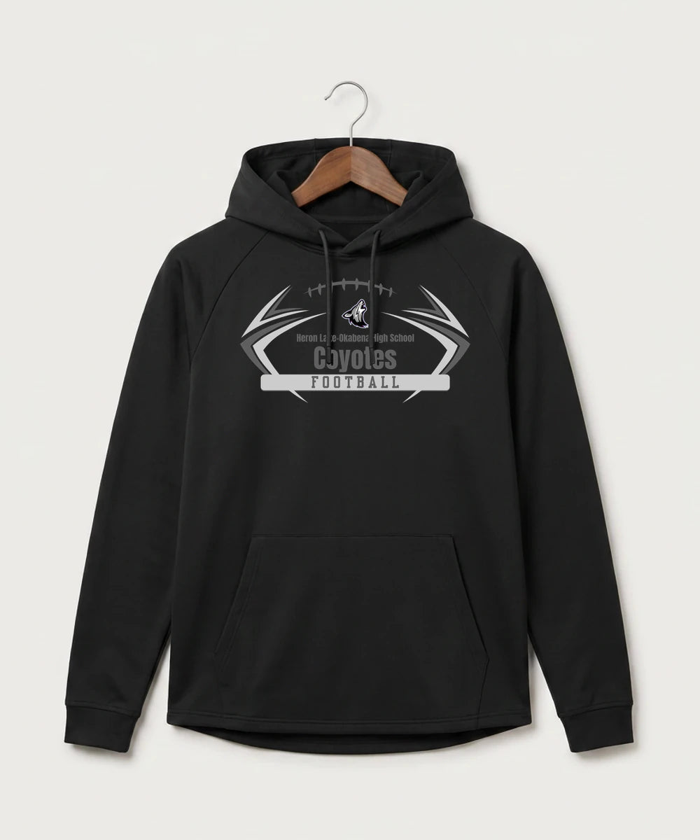 Heron Lake-Okabena High School Football (Boys) - Black Hoodie - Full Front