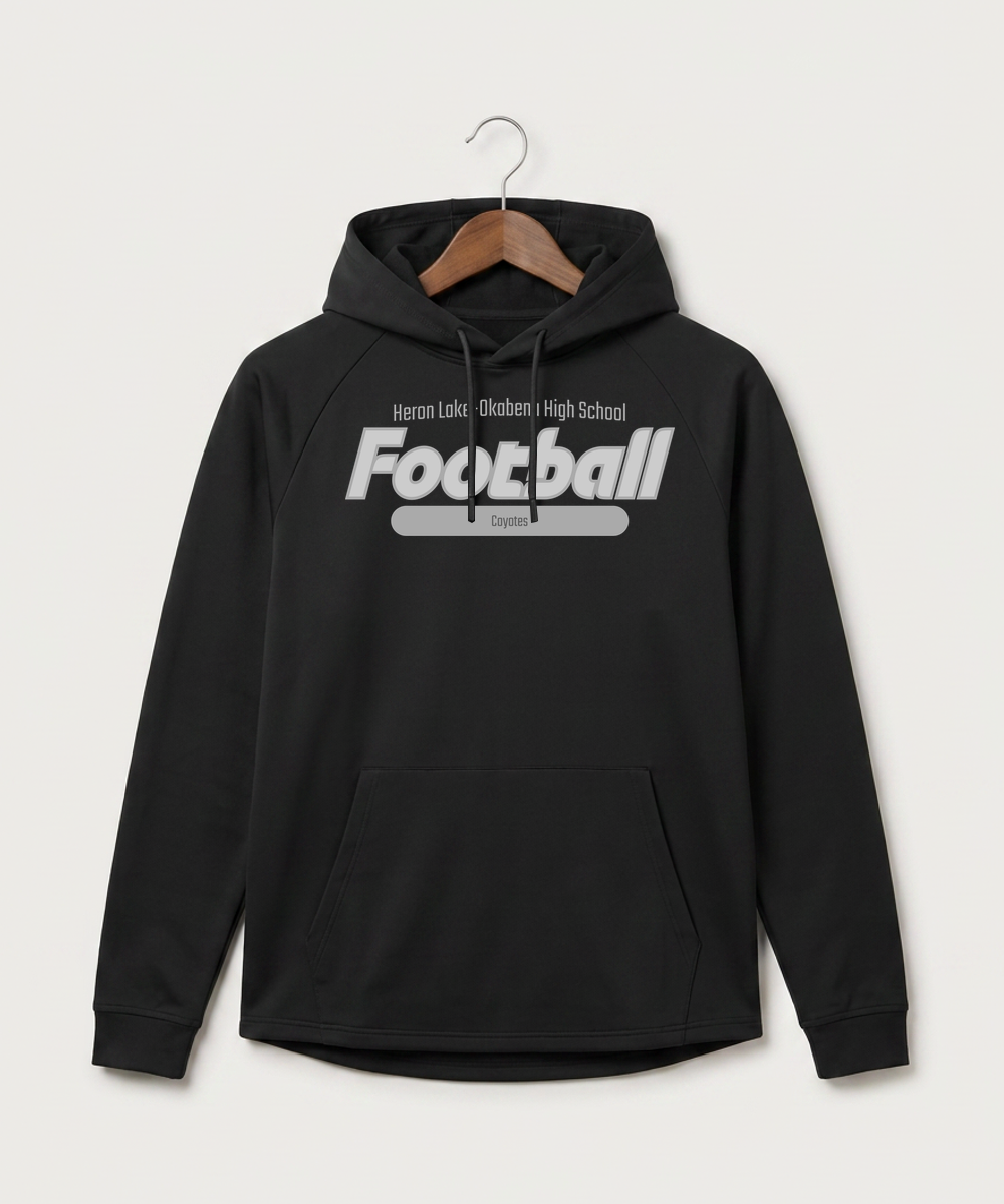 Heron Lake-Okabena High School Football (Boys) - Black Hoodie - Full Front