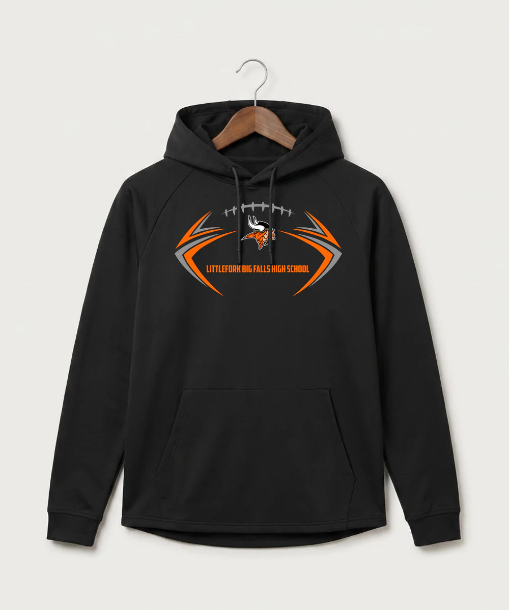 Littlefork Big Falls High School Football (Boys) - Black Hoodie - Full Front