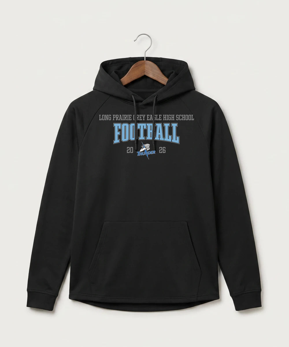 Long Prairie Grey Eagle High School Football (Boys) - Black Hoodie - Full Front