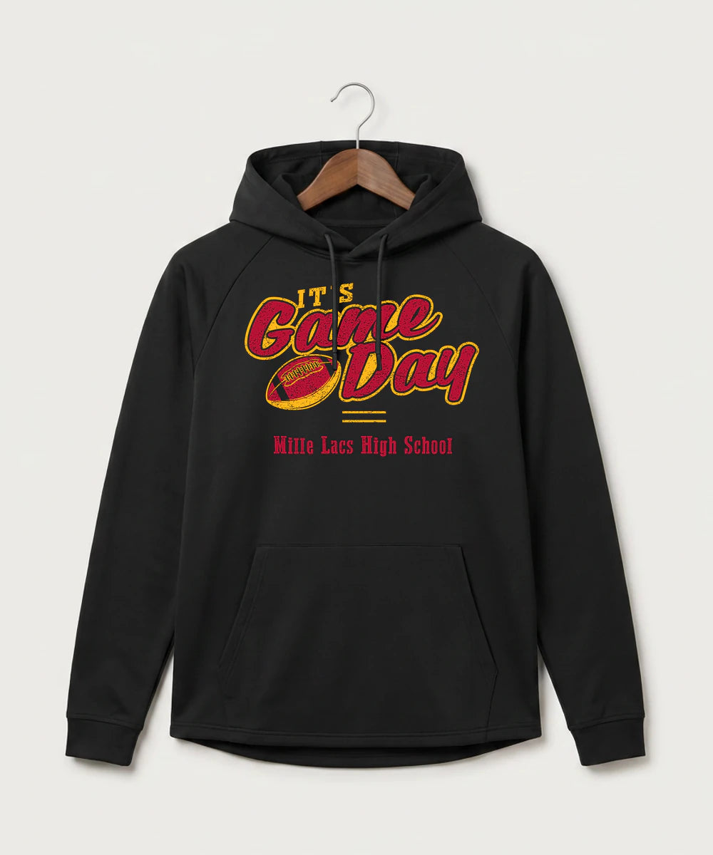 Mille Lacs High School Football (Boys) - Black Hoodie - Full Front
