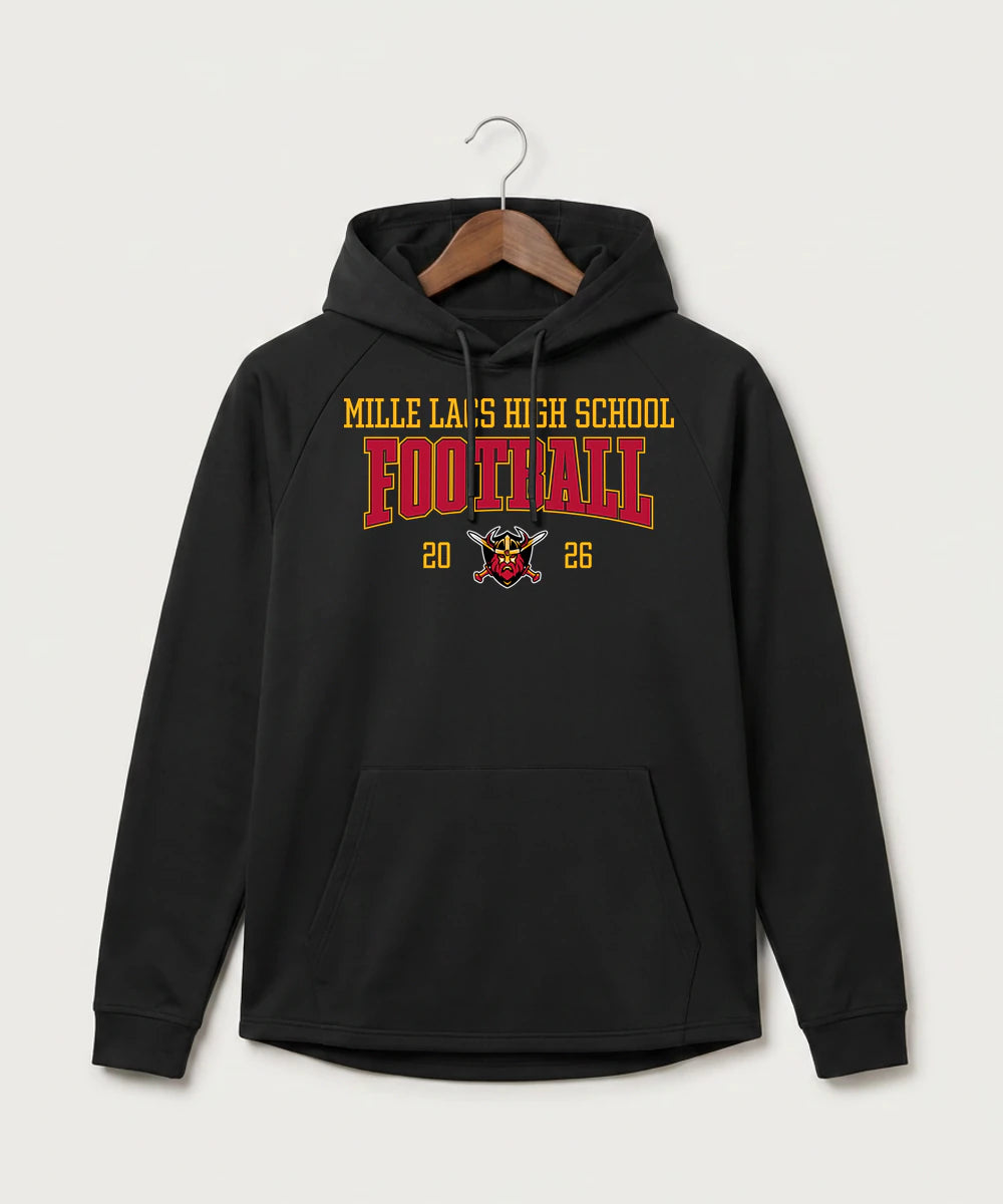 Mille Lacs High School Football (Boys) - Black Hoodie - Full Front