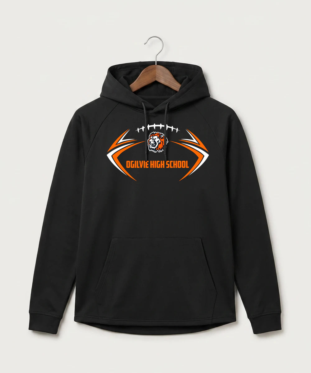 Ogilvie High School Football (Boys) - Black Hoodie - Full Front