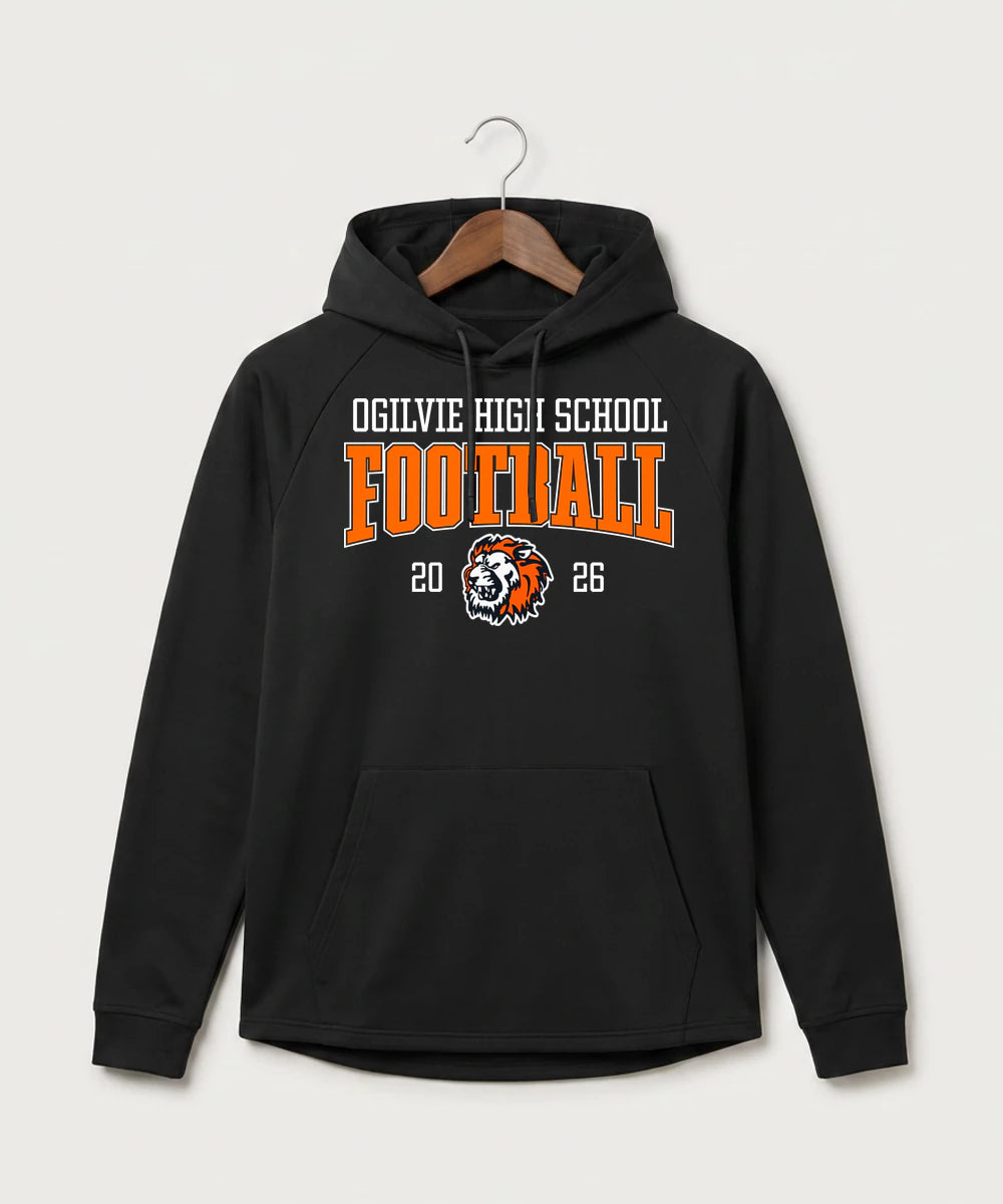 Ogilvie High School Football (Boys) - Black Hoodie - Full Front