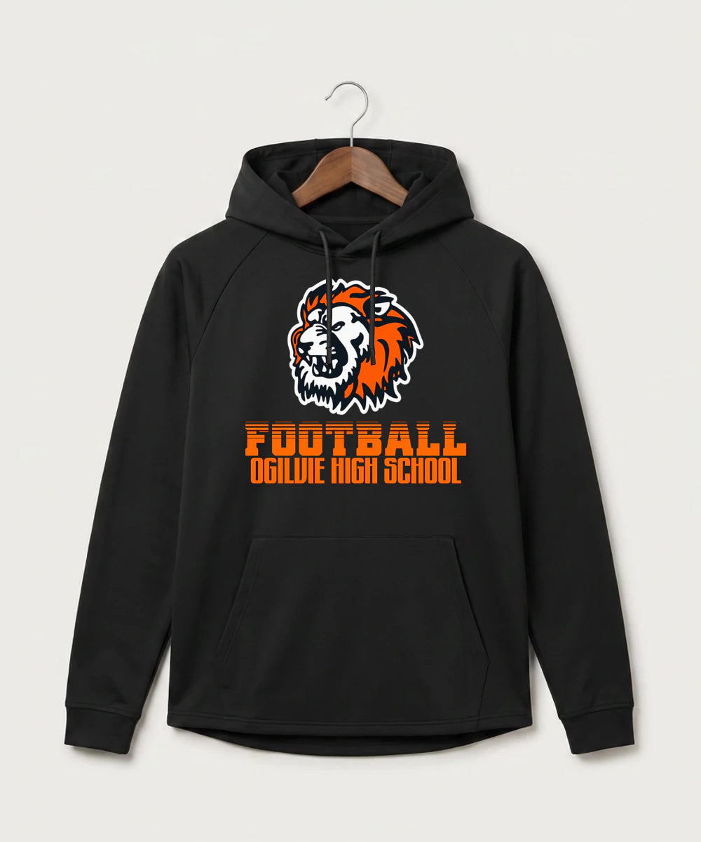 Ogilvie High School Football (Boys) - Black Hoodie - Full Front