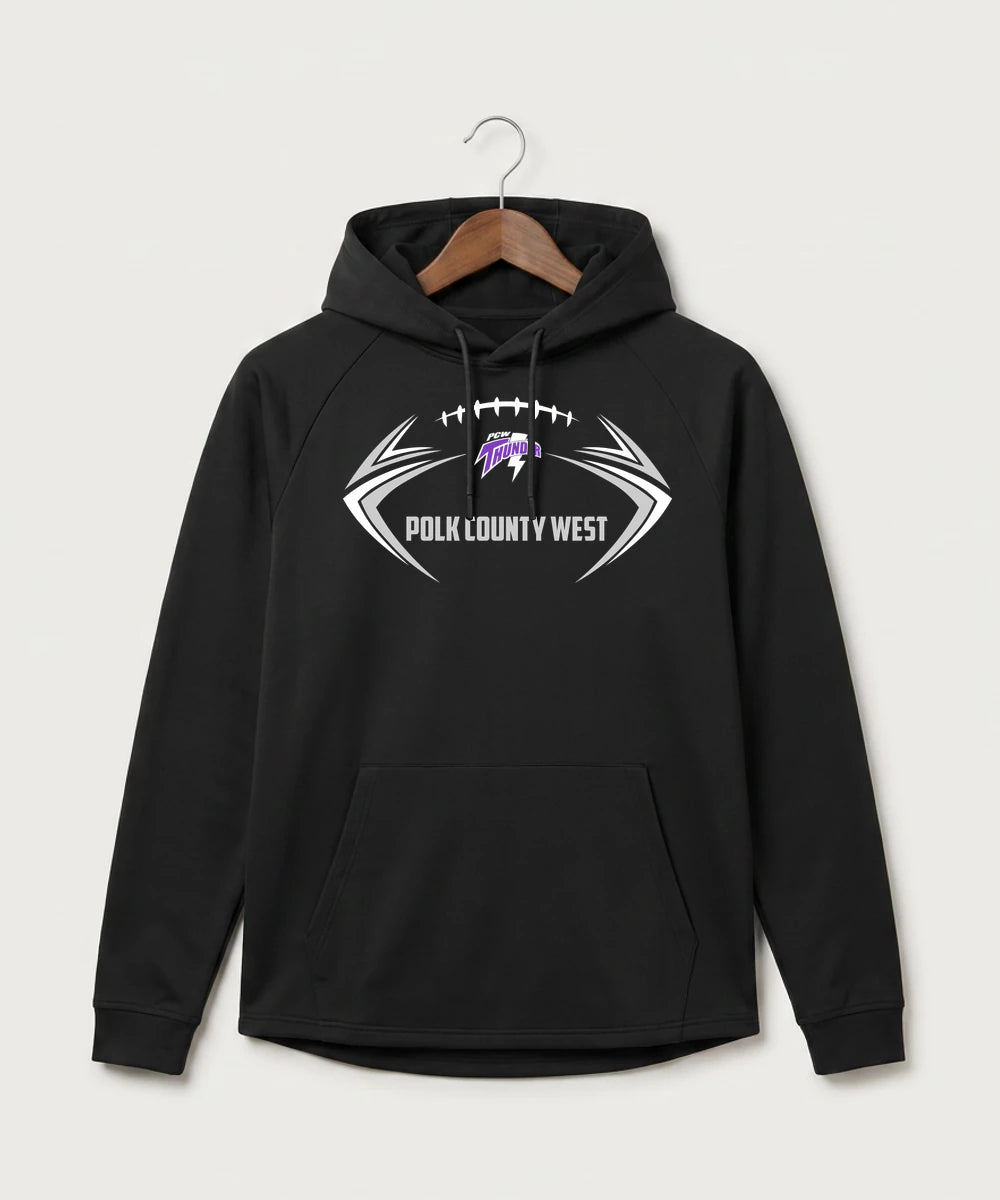 Polk County West Football (Boys) - Black Hoodie - Full Front