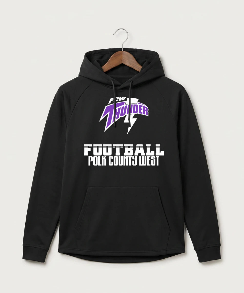 Polk County West Football (Boys) - Black Hoodie - Full Front