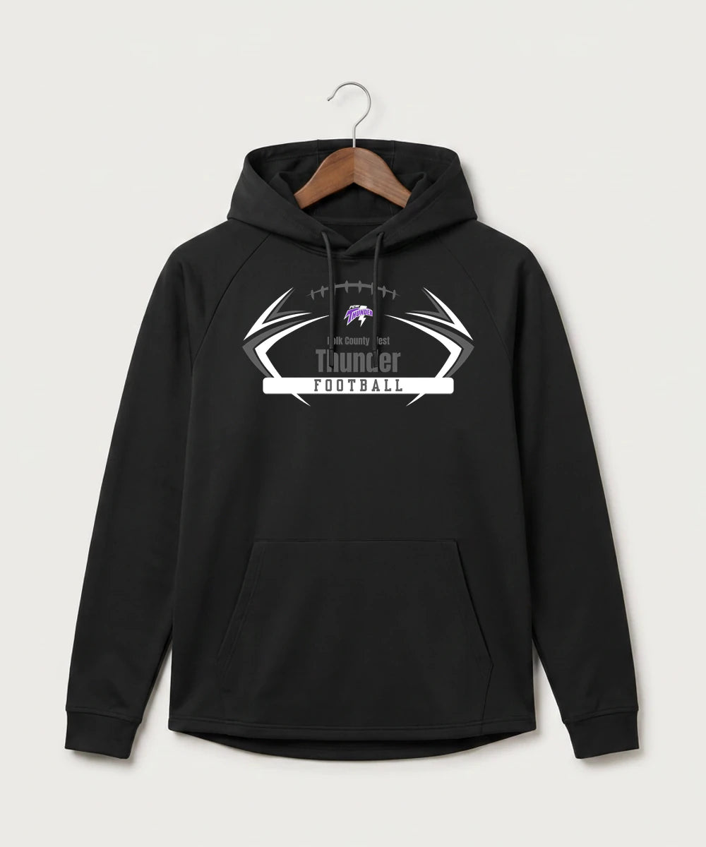 Polk County West Football (Boys) - Black Hoodie - Full Front